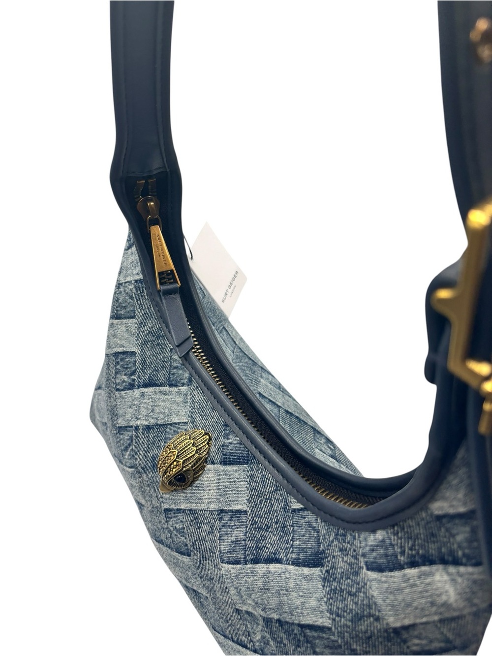 KURT GEIGER London Kensington Denim Weave Print Shoulder Bag w/ Dust Bag - Picture 5 of 16
